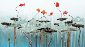 Marc, Paja Hadermann, Van Dyck - Happy fish (Set of 6)(Glass: fusing & lampworking; Steel)